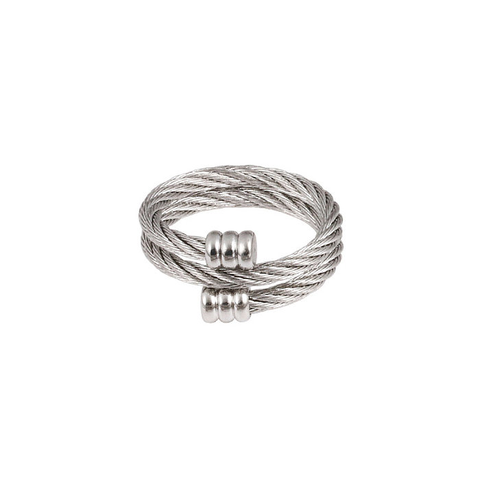 Vintage Style Spiral Stripe Stainless Steel Women'S Rings Bracelets Earrings