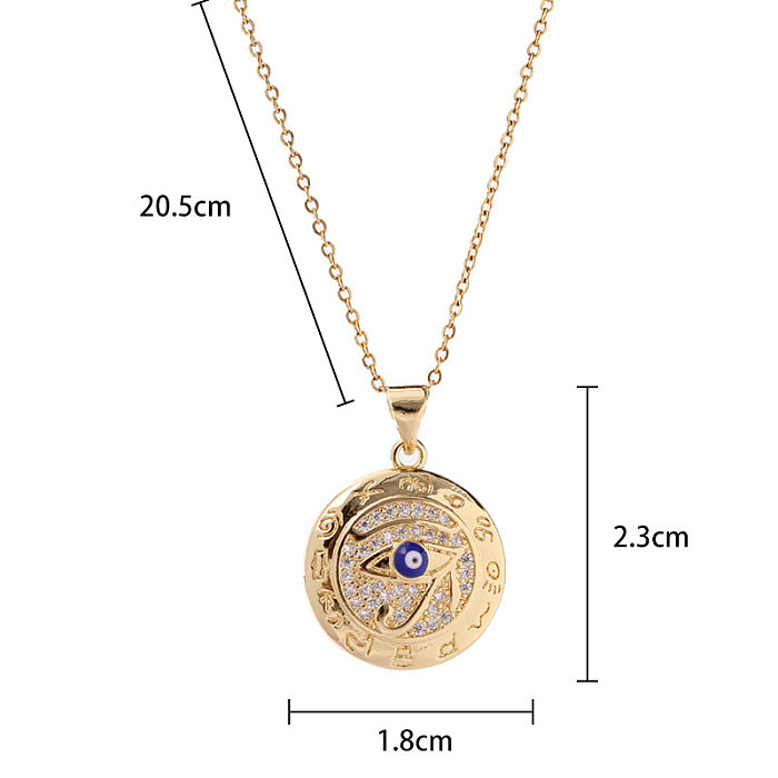 Streetwear Eye Copper Inlay Zircon Pendant Necklace