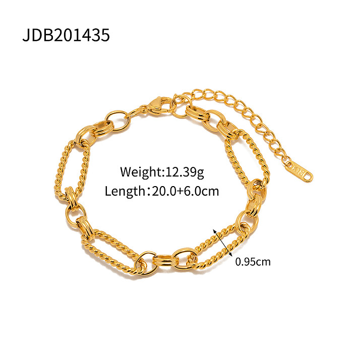Collar de pulseras chapado en oro de 18 quilates con revestimiento de acero inoxidable geométrico estilo INS