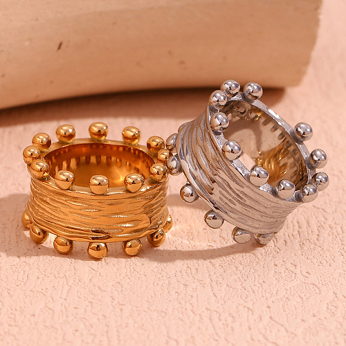 Anéis banhados a ouro 18K redondos de aço inoxidável estilo clássico estilo simples