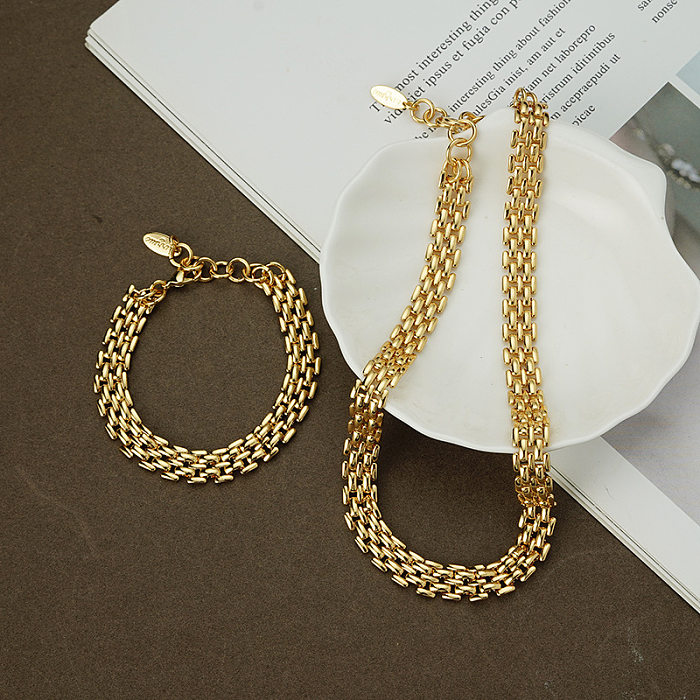 1 peça moda cor sólida cobre corrente feminina pulseiras colar