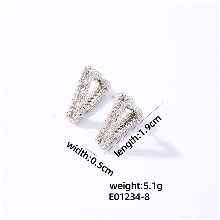 1 Pair Casual Sweet Simple Style Triangle Plating Copper White Gold Plated Gold Plated Earrings