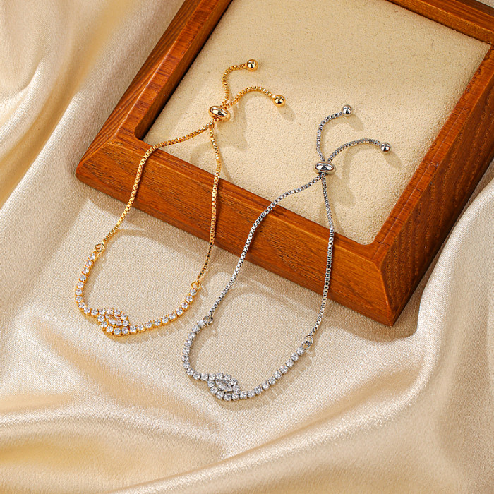 Bracelets plaqués or blanc 14 carats avec incrustation de placage de cuivre rond brillant de style moderne
