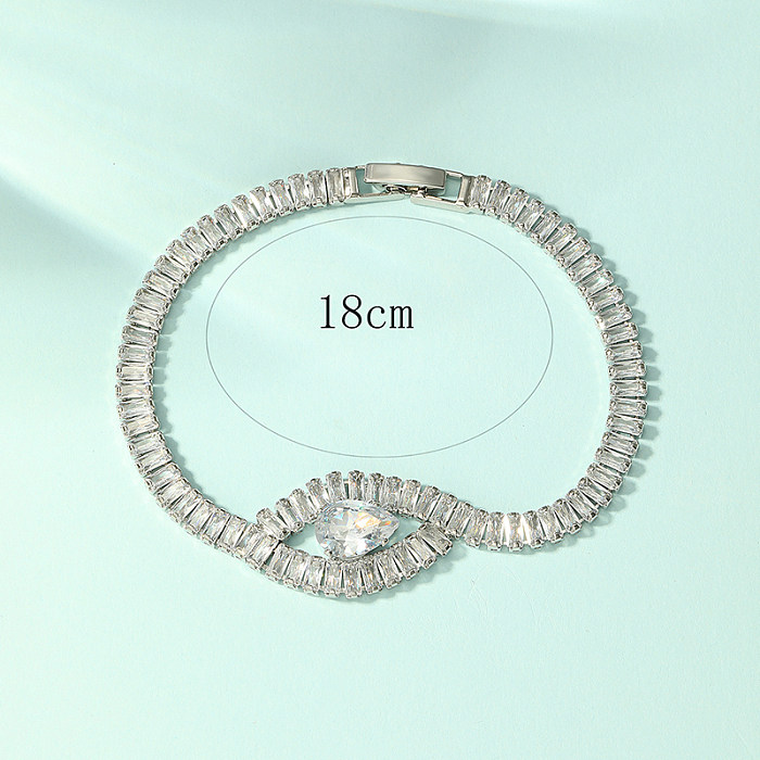 Luxurious Simple Style Shiny Eye Copper 18K Gold Plated White Gold Plated Zircon Bracelets In Bulk