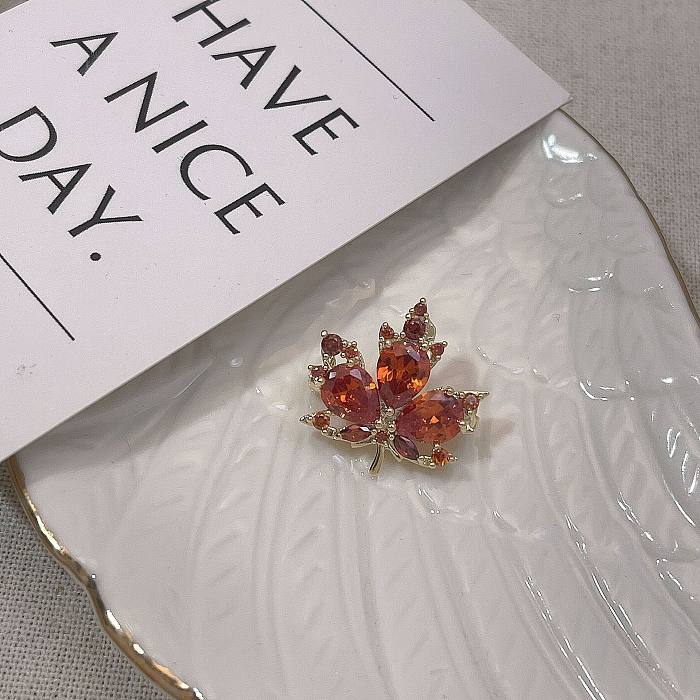 Fashion Maple Leaf Copper Plating Artificial Gemstones Earrings