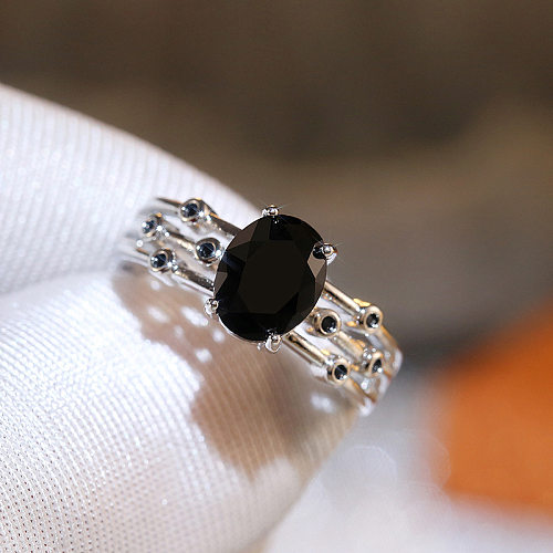 Fashion Oval Copper Plating Inlay Crystal Rings 1 Piece