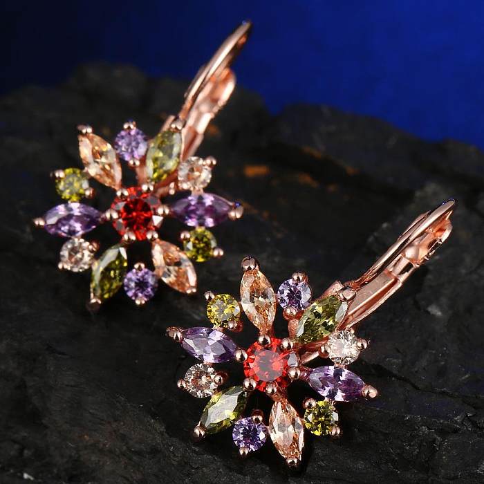 1 Pair Princess Simple Style Classic Style Oval Water Droplets Snowflake Inlay Copper Zircon Drop Earrings