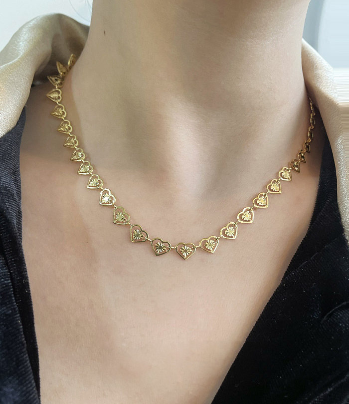 Elegant Heart Shape Stainless Steel Chain Bracelets Necklace