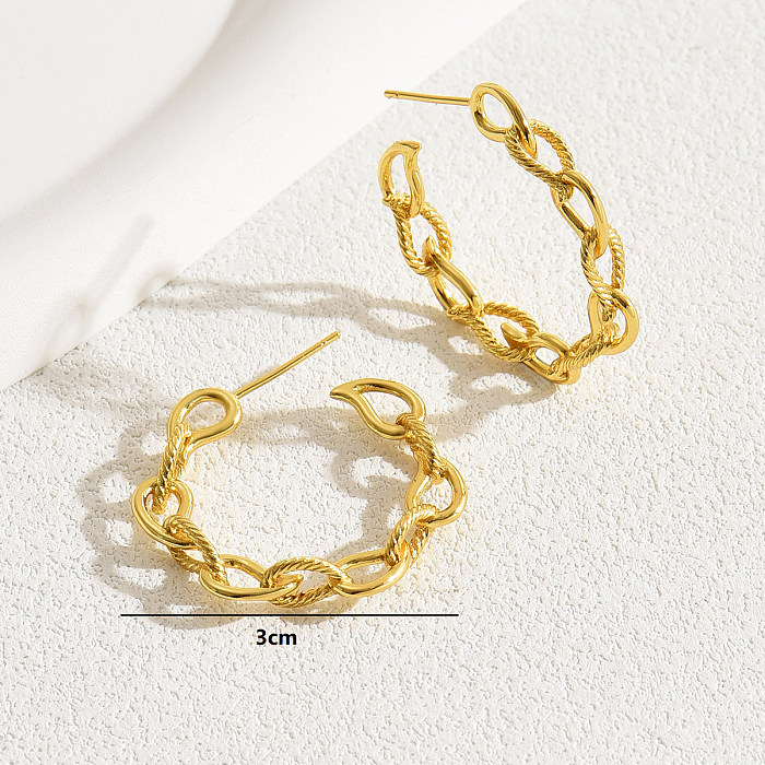1 Pair Retro Simple Style Classic Style Circle Copper 18K Gold Plated Hoop Earrings