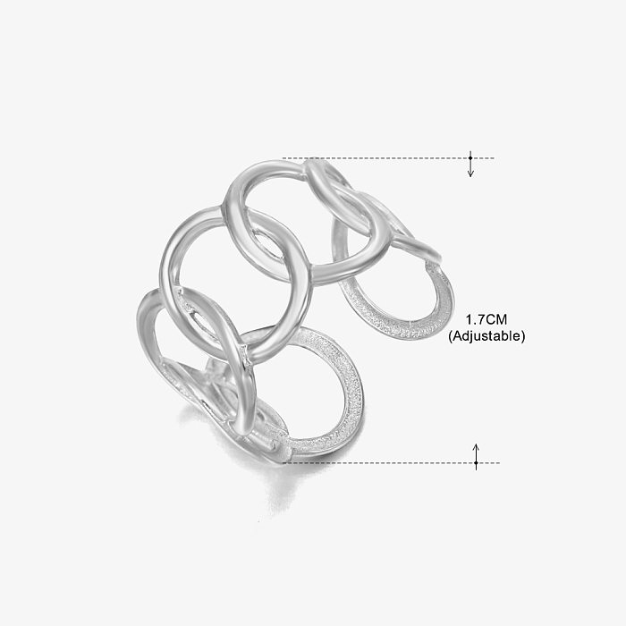Anéis abertos com revestimento geométrico de aço inoxidável streetwear