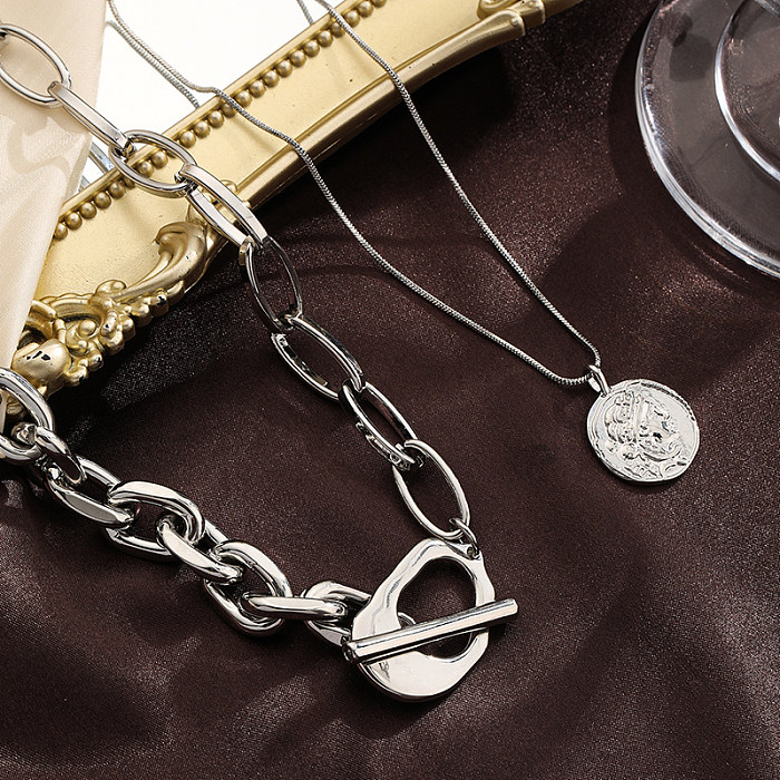 IG Style Hip-Hop Cool Style pièce de cuivre placage métal argent plaqué pendentif collier collier