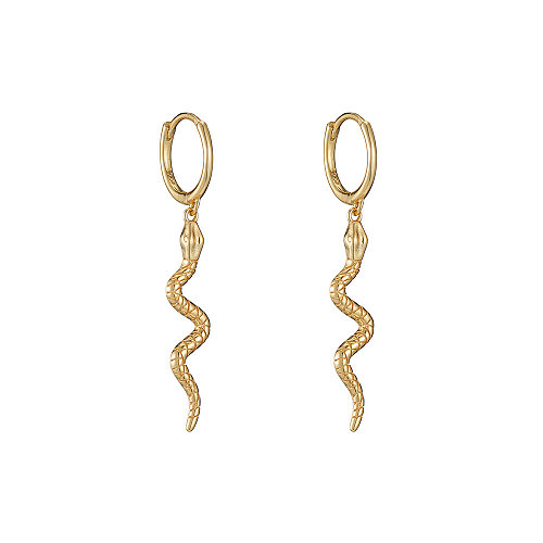 Simple Metal Copper Small Snake Earrings
