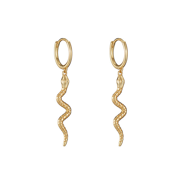 Petites boucles d'oreilles serpent en métal et cuivre simples
