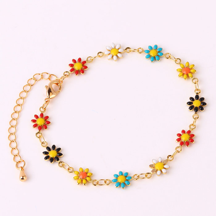 Fashion Flower Brass Enamel Plating Necklace 1 Piece
