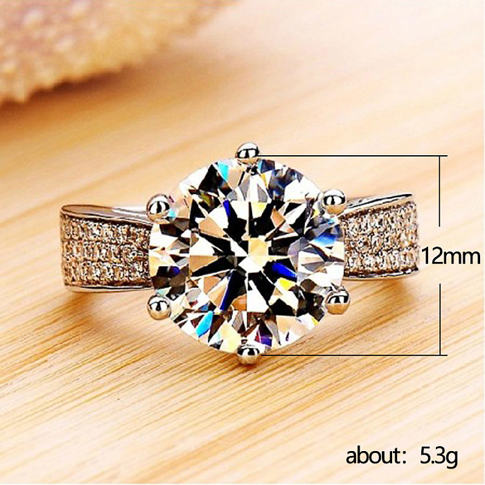 Fashion Classic Six-prong Ring Copper Plated Platinum Zircon Ring