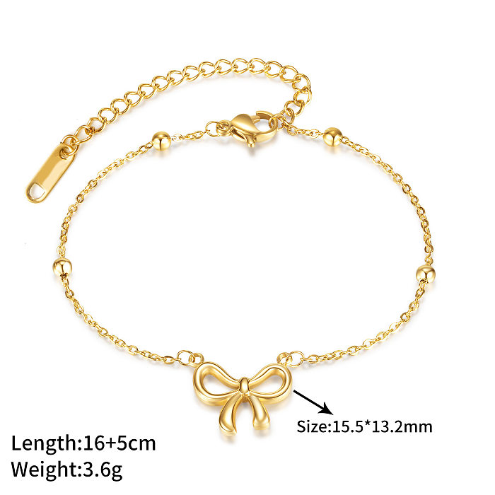 Sweet Bow Knot Titanium Steel Plating Bowknot Bracelets Necklace