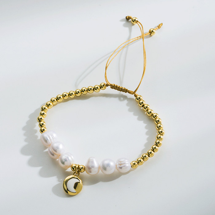 Fashion Cross Moon Heart Shape Rope Copper Beaded Bracelets 1 Piece