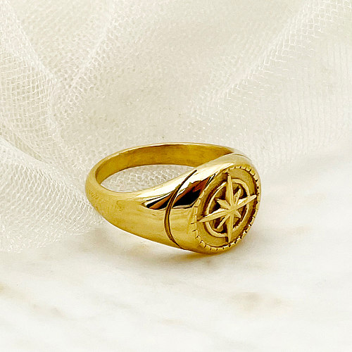 Atacado estilo simples estilo romano comute estrela anéis banhados a ouro banhados a ouro