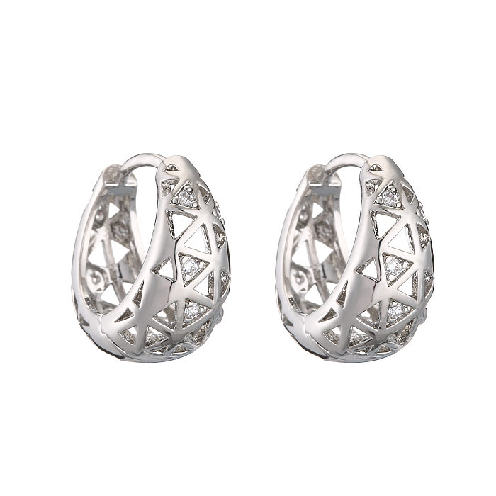 1 Pair Simple Style Solid Color Inlay Copper Zircon Earrings