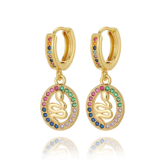 1 Pair Simple Style Moon Inlay Copper Zircon Drop Earrings