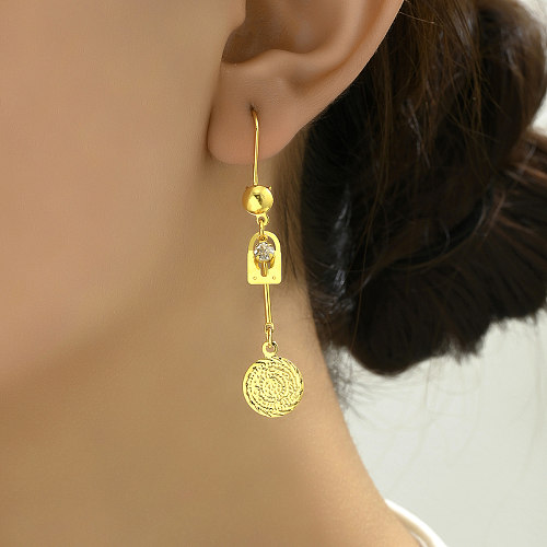 1 Pair Exaggerated Preppy Style Sweet Coin Plating Copper 18K Gold Plated Drop Earrings