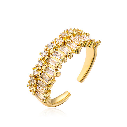 Fashion Round Copper Inlay Zircon Open Ring 1 Piece