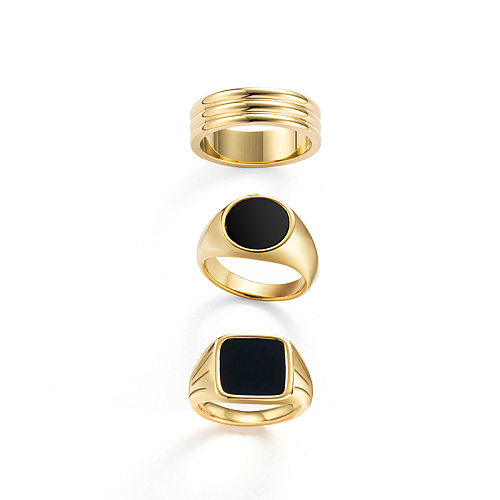 Retro Black Oil Dripping Stainless Steel Ring New Simple Rings