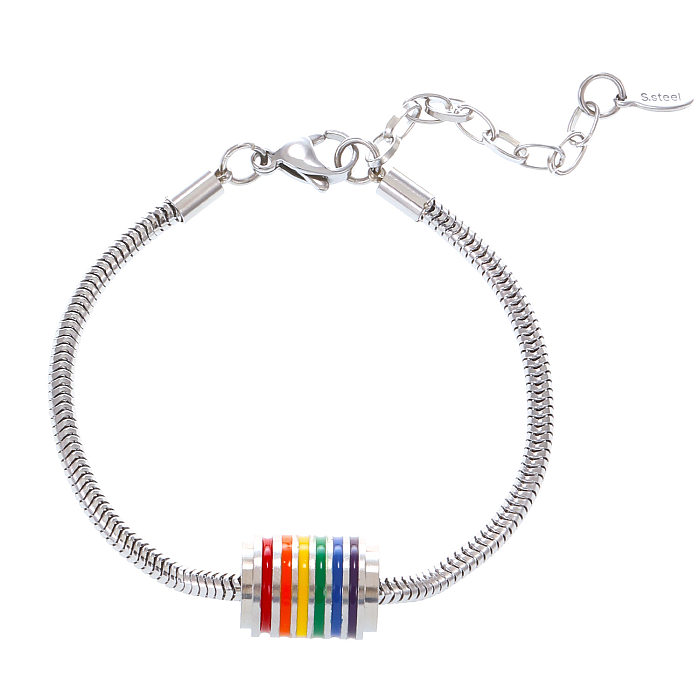 Hip-Hop Cool Style Color Block Stainless Steel Patchwork Bracelets Necklace