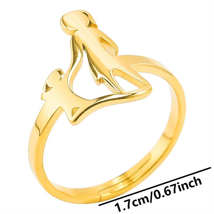 Simple Style Human Stainless Steel Plating Gold Plated Rings
