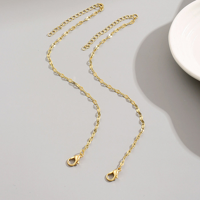 2 Stylish Simple Sparkling Lip Chain Cross Chain Bracelets