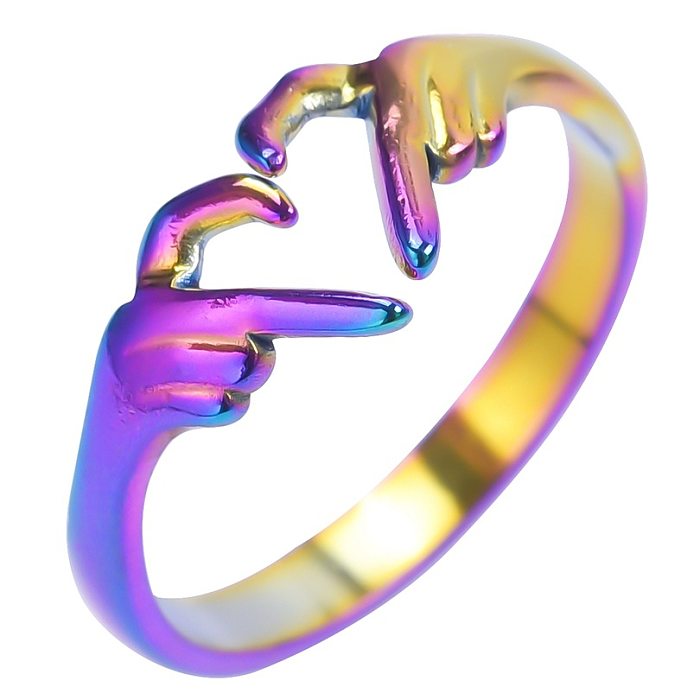 Großhandel 1 Stück einfacher offener Ring in Herzform aus Titanstahl