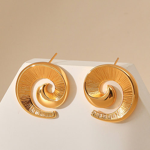 1 Paar Ohrstecker im schlichten Stil mit geometrischer Beschichtung aus Kupfer mit 18-Karat-Vergoldung