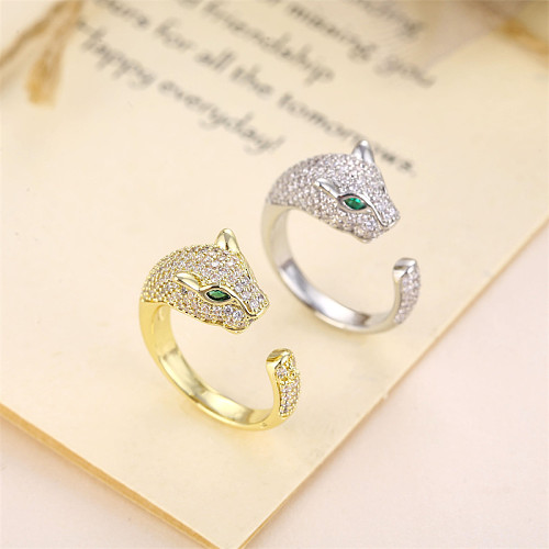 Casual Shiny Snake Copper Plating Inlay Zircon White Gold Plated Gold Plated Open Rings