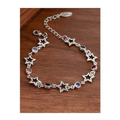 Pulseiras de zircão embutidas com revestimento de cobre estrela retrô