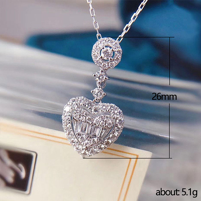 Simple Hollow Heart-shaped Inlaid Zircon Copper Clavicle Chain Wholesale