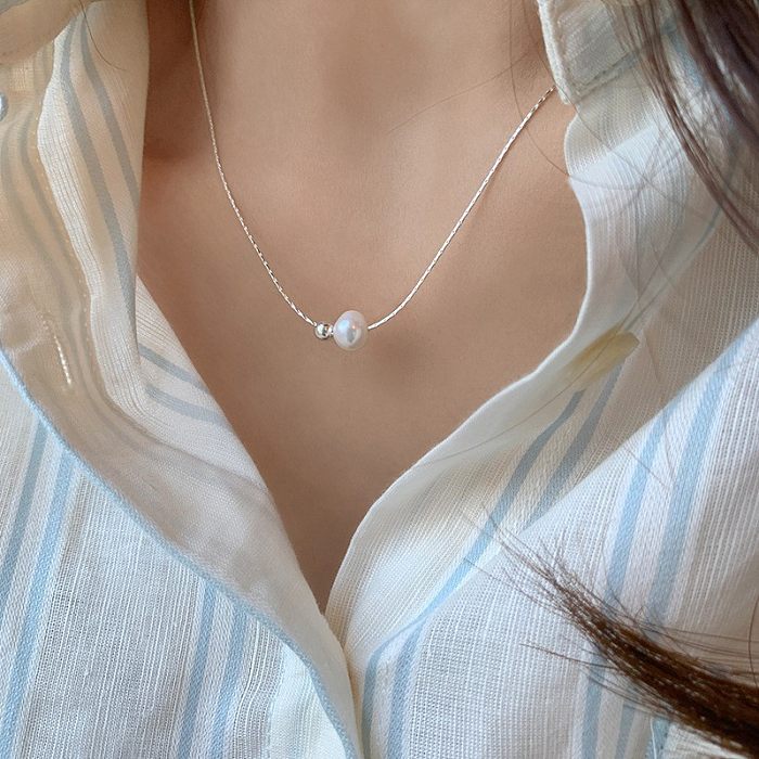 IG Style Sweet Water Droplets Heart Shape Flower Copper Enamel Plating Inlay Rhinestones Pearl Pendant Necklace