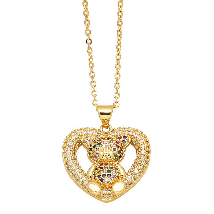 قلادة على شكل قلب من النحاس المطلي بالذهب عيار 18 قيراط على شكل قلب الدب الصغير بأسلوب بسيط بكميات كبيرة