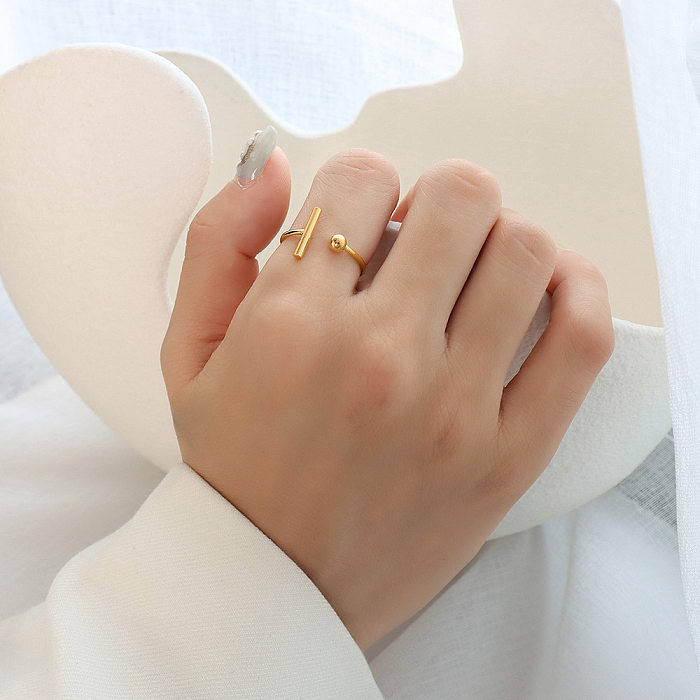 Anillo de pareja con dedo índice chapado en oro de 18 quilates con forma de T y apertura simple