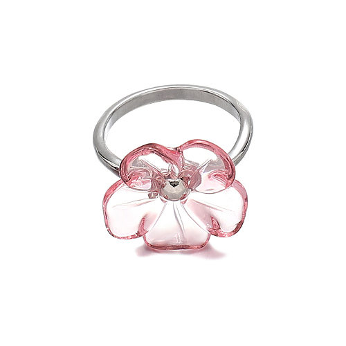 Anéis de chapeamento de latão de resina de flor estilo vintage