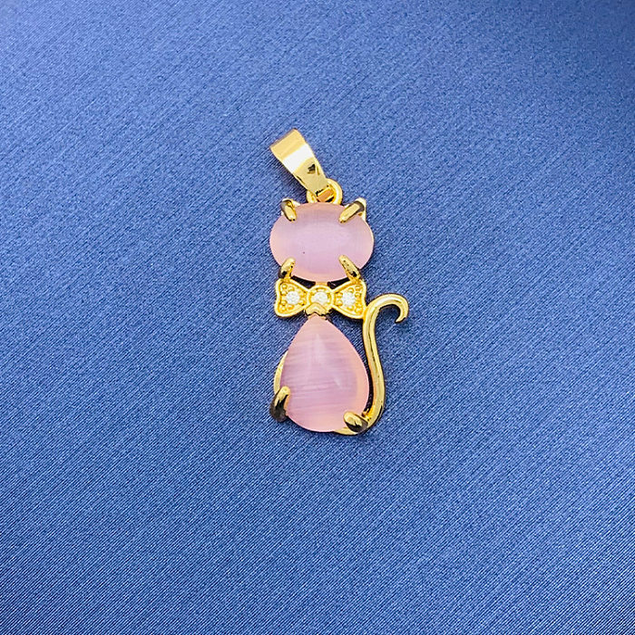 Simple Style Swan Heart Shape Butterfly Copper Irregular Rhinestones Opal Pendant Necklace