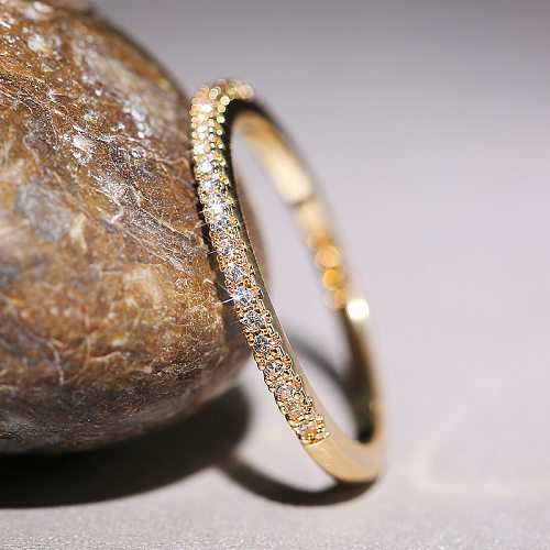 Fashion Minimalist Copper Micro-encrusted Zircon Ring Simple Index Finger Ring