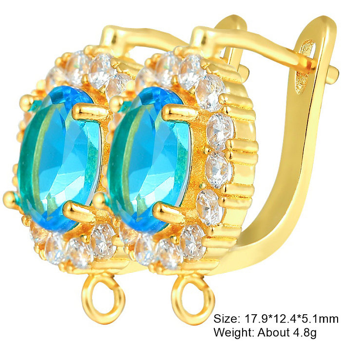 1 Pair Classic Style Square Plating Inlay Copper Zircon 18K Gold Plated White Gold Plated Hoop Earrings