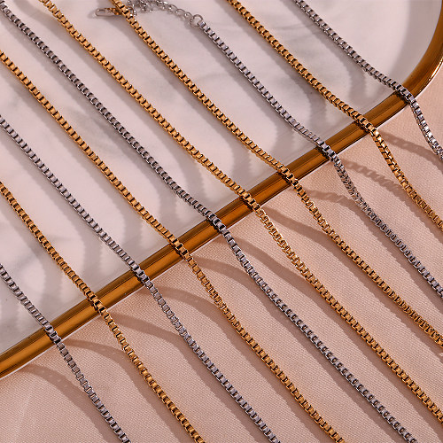 Estilo simples estilo clássico cor sólida chapeamento de aço inoxidável 18K pulseiras banhadas a ouro colar tornozeleira