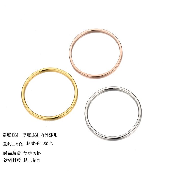 Anneau de Surface à Arc lisse en acier inoxydable Extra-fin de 1mm, anneau de Joint Simple en acier titane or Rose