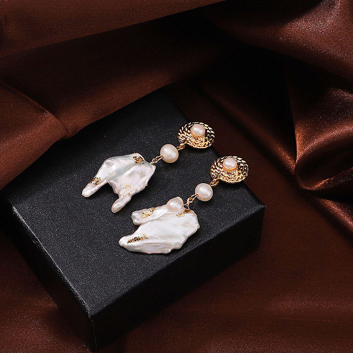1 Pair Retro Luxurious Baroque Style Irregular Plating Copper 18K Gold Plated Drop Earrings
