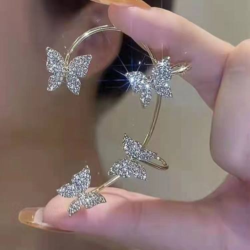 Fashion Sweet Butterfly Copper Plating Inlay Zircon Ear Clips