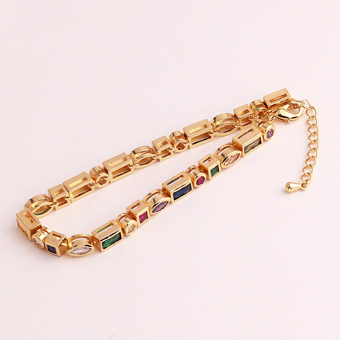 Streetwear Geometric Copper Plating Inlay Zircon Bracelets