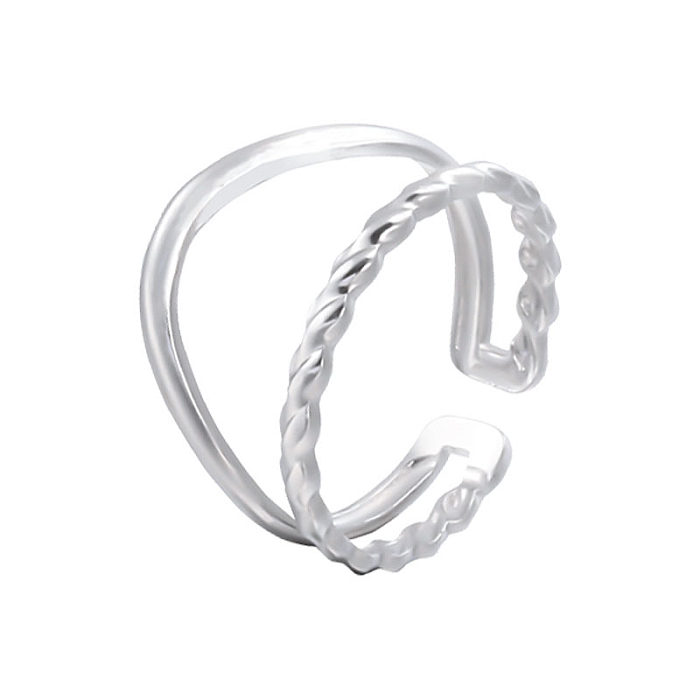 Simple Style Geometric Stainless Steel Lines Open Ring