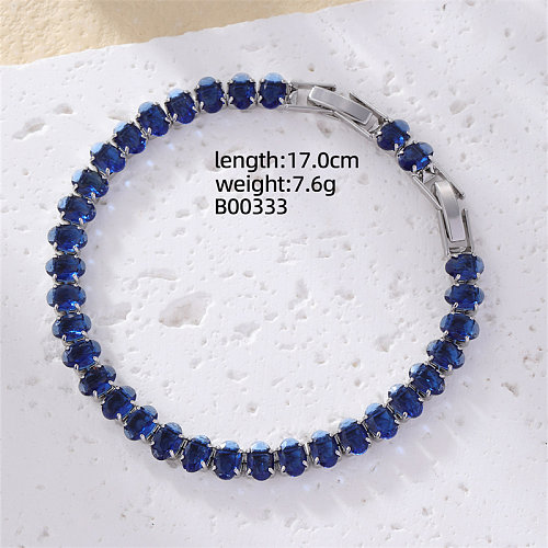 Glam Geometric Oval Copper Inlay Zircon Tennis Bracelet