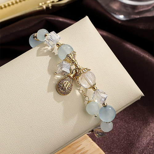 Bracelets ronds en cuivre et cristal avec incrustation de style simple et zircon